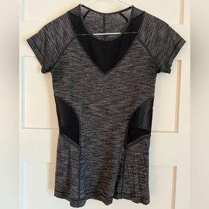 Lululemon, size 4, gray and black t shirt with mesh detail